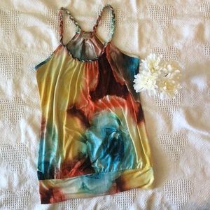 Bright Floral Dress Tank with Braided Straps